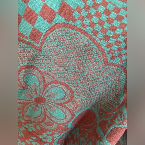 Green & Red Print Scarf - Picture 6 of 6